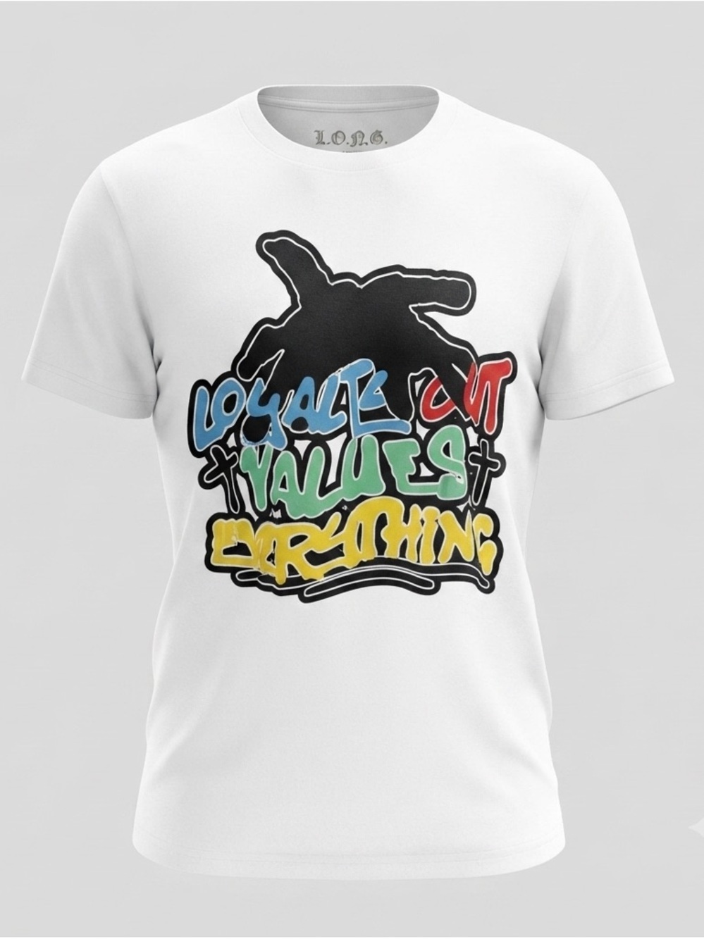 L.O.V.E Graphic T-Shirt White Loyalty Out Values Everything M